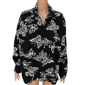 Life Style cotton jacket with printed butterflies size 3X